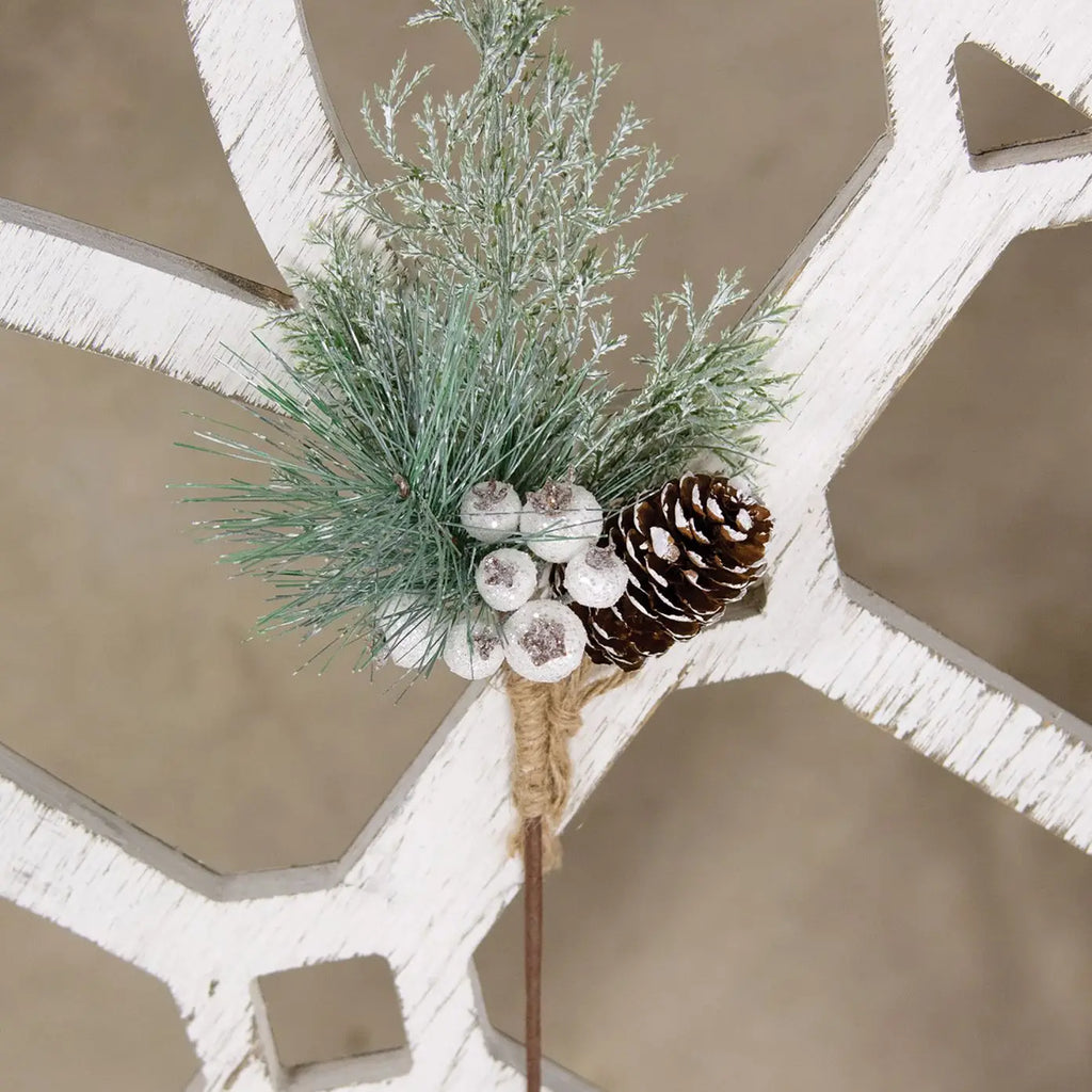 White Glittered Berry and Pinecone Spray