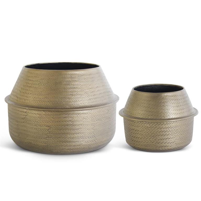 Antiqued Brass Textured Pot - 2 Sizes