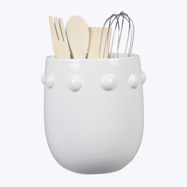 White Hobnail Utensil Holder