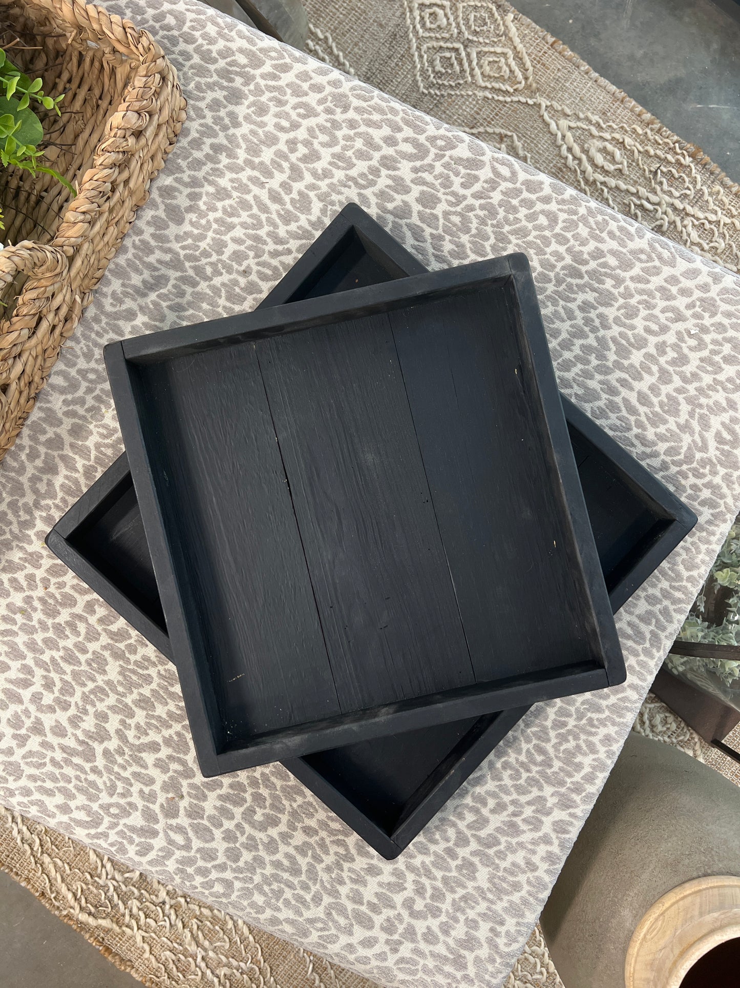Square Black Wood Tray - 3 Sizes