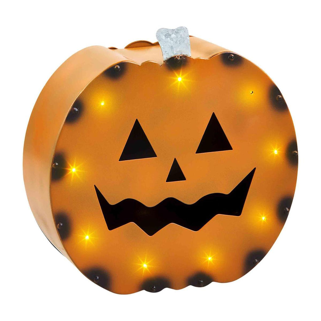 Rust Tin Light Up Pumpkin Lantern