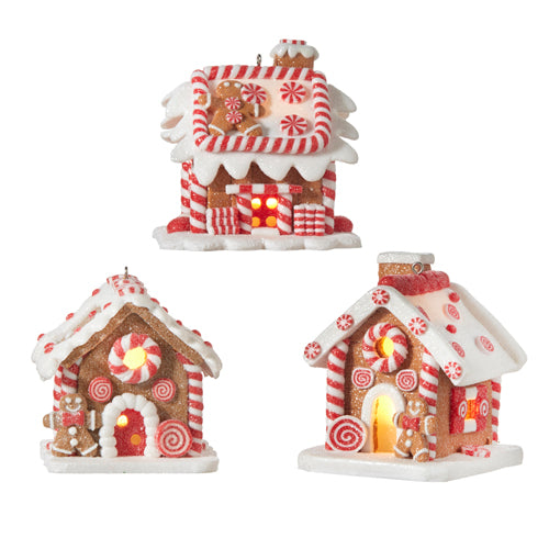 Gingerbread House Lit Ornament - 3 Styles