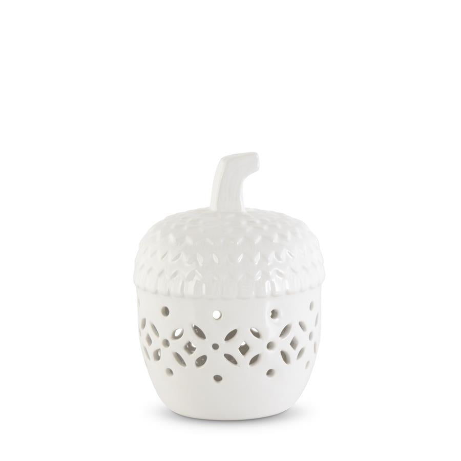 White Ceramic Cutout LED Acorn