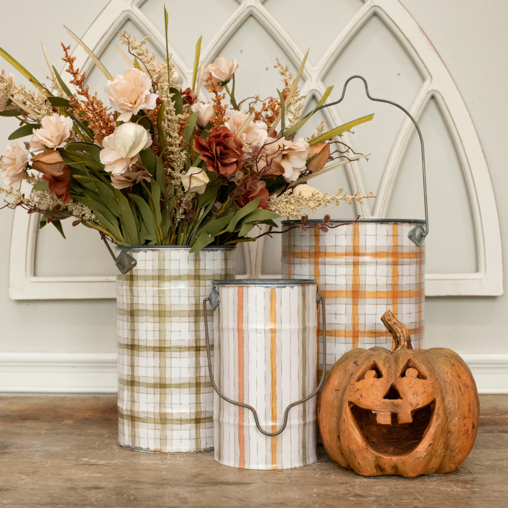 Fall Plaid and Stripe Bucket - 3 Sizes