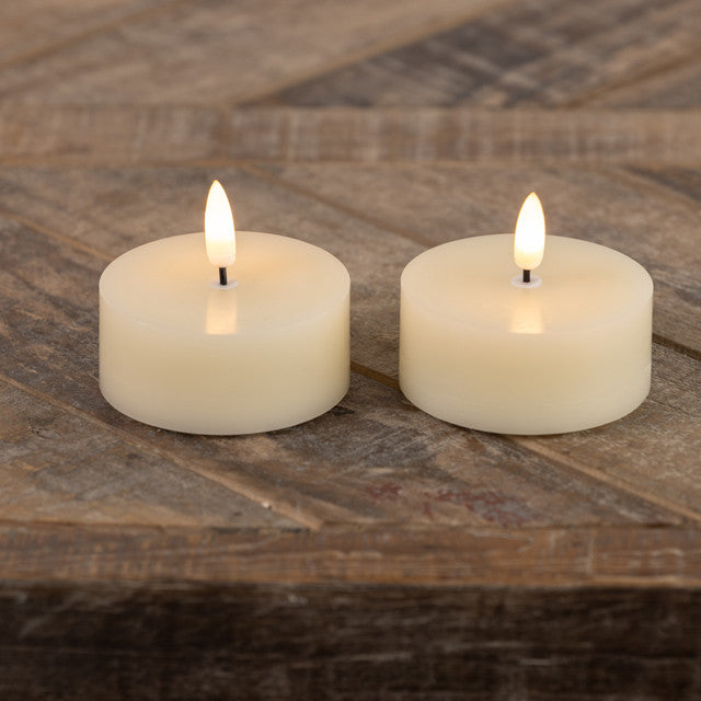 Cream Oversized 3D Flame Tealights- Set of 2