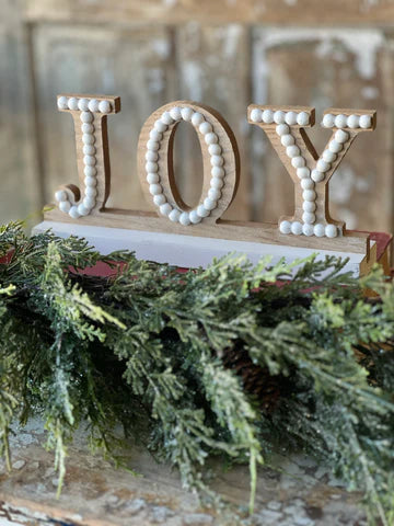 White Beaded JOY Tablesitter