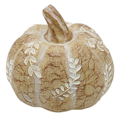 Tan Leaf Engraved Pumpkin