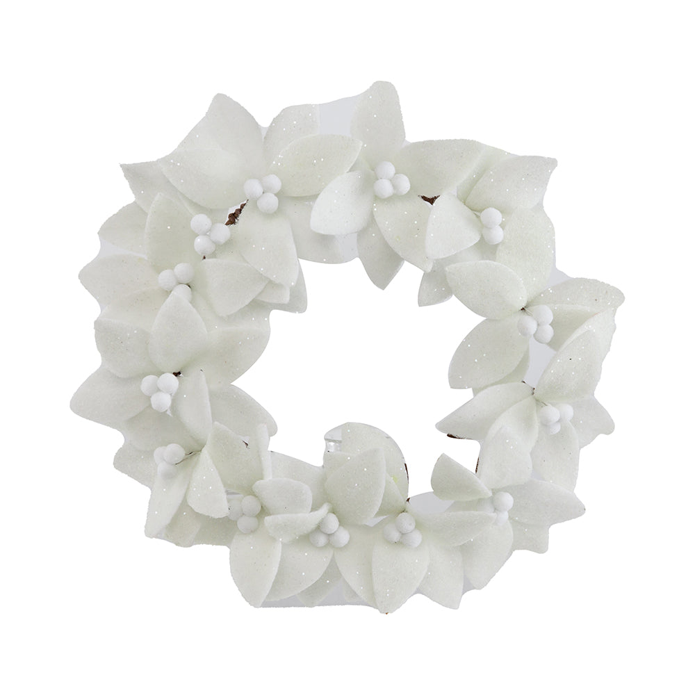 White Poinsettia Candle Ring