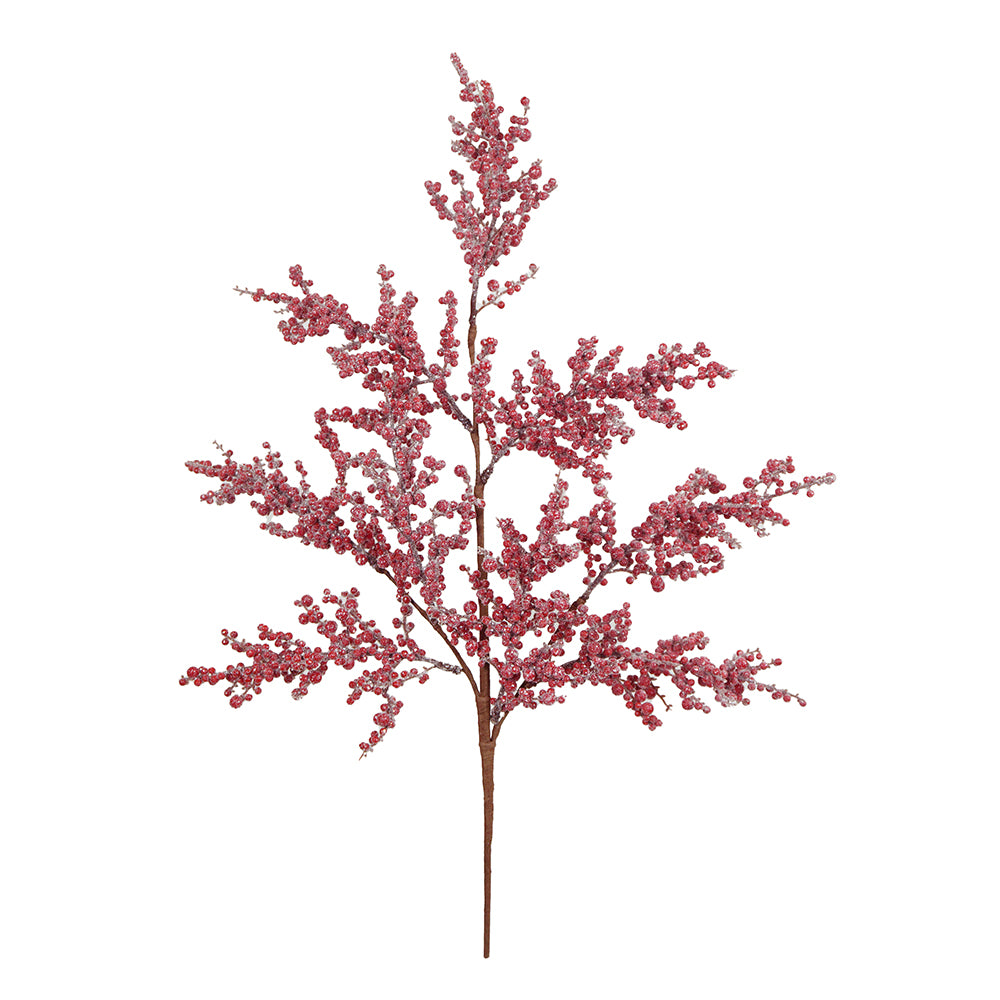 Light Glittered Red Berry Spray