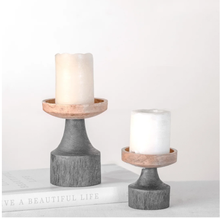 Evan Wood Candle Holder- 2 Sizes