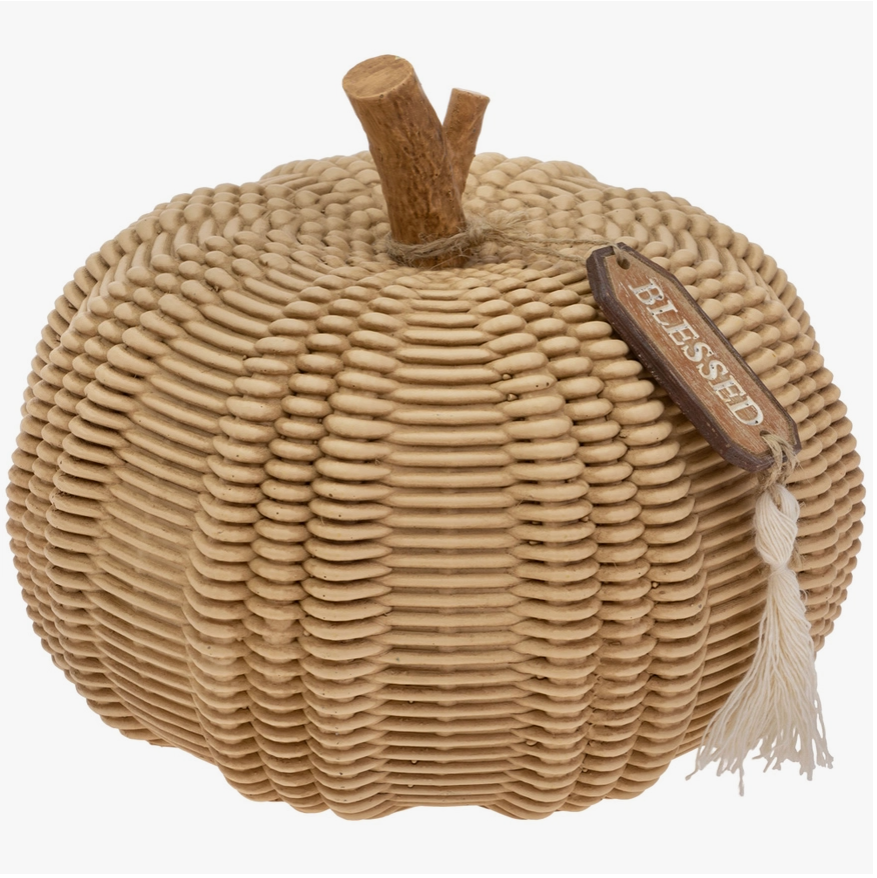 Faux Wicker Pumpkin- Large