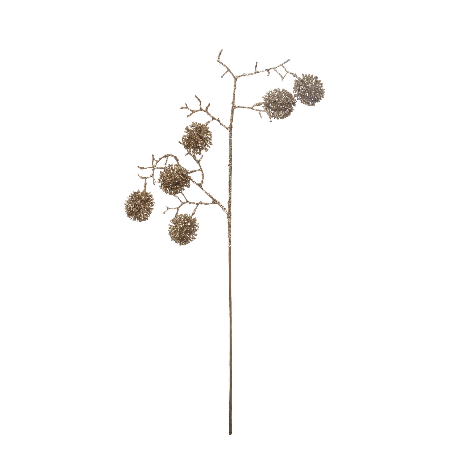 Champagne Tinsel Ball Pick
