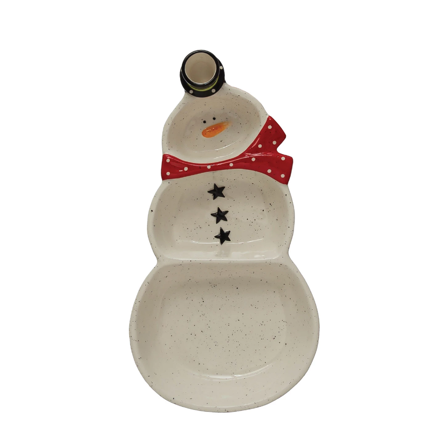Snowman Dish with Top Hat Toothpick Holder