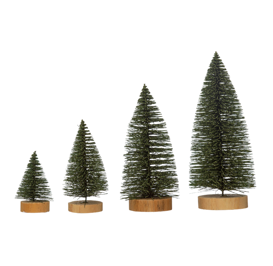 Sisal Bottle Brush Trees, Set of 4
