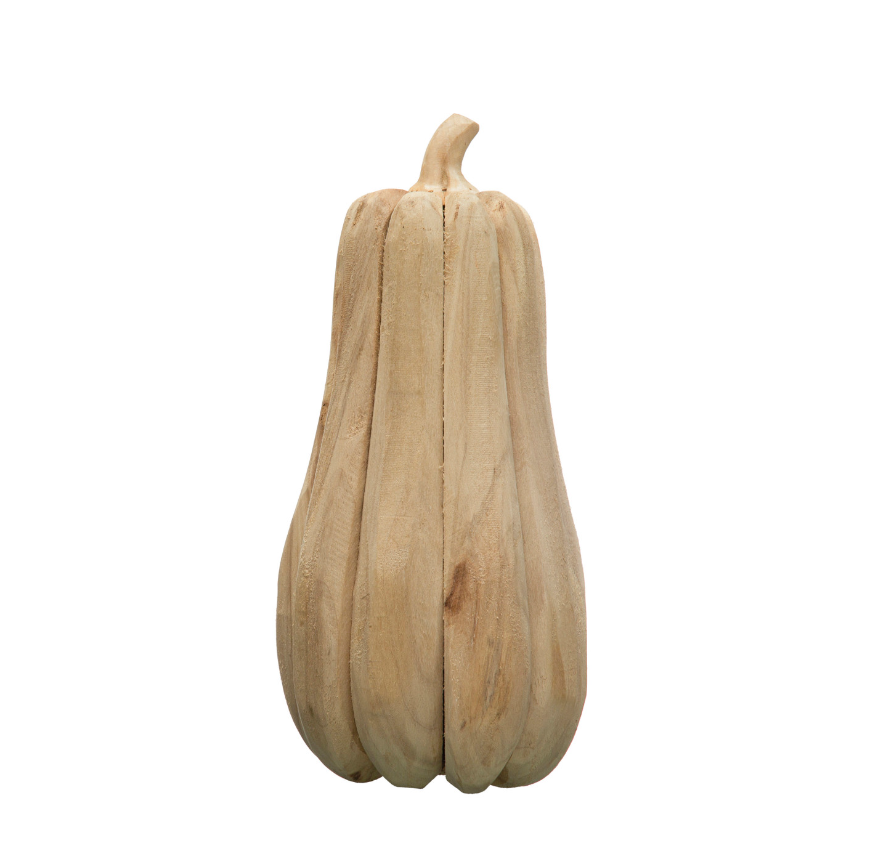 Hand-Carved Poplar Wood Pumpkin