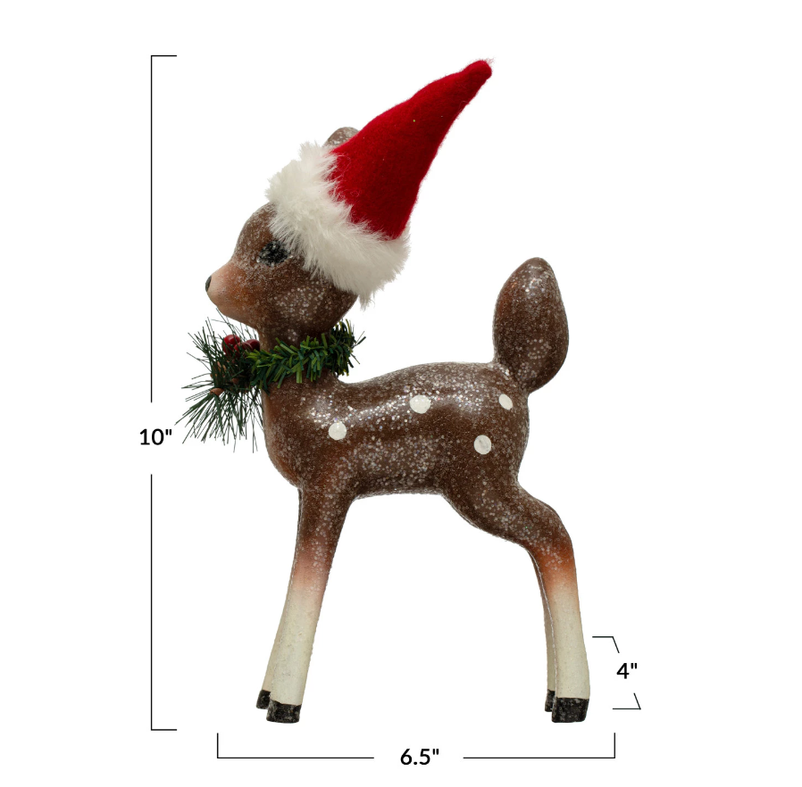 Resin Fawn w/ Santa Hat