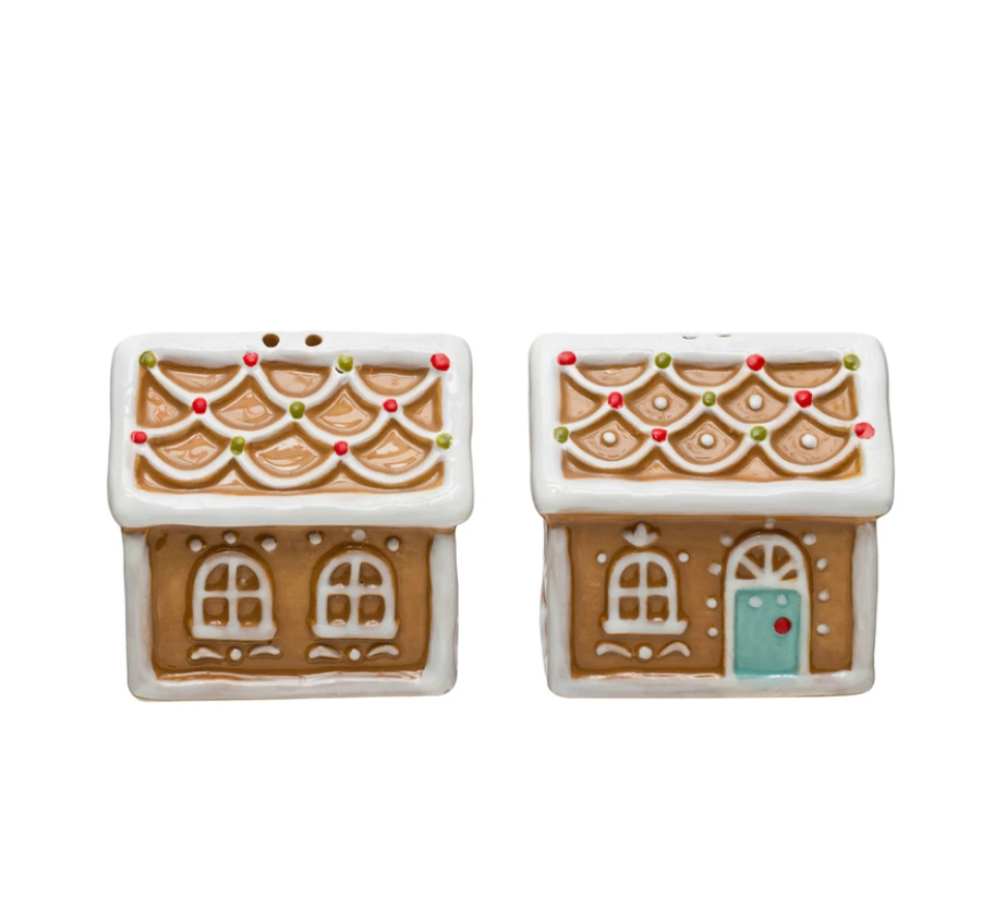 Ceramic Gingerbread House Salt & Pepper Shakers