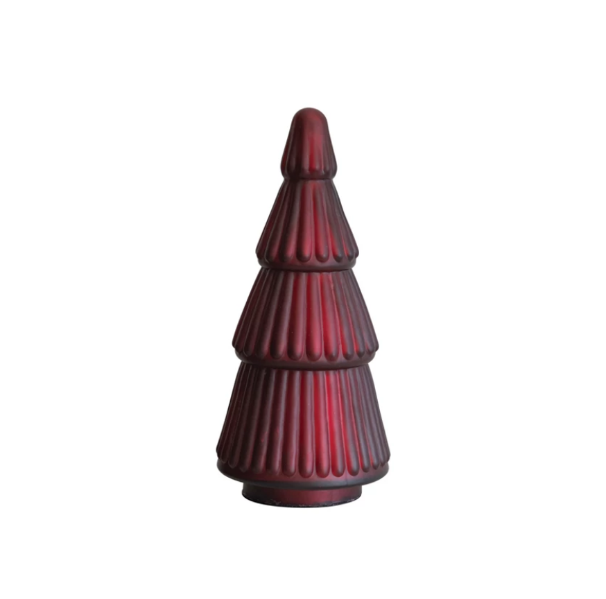 Embossed Mercury Glass Tree - Red