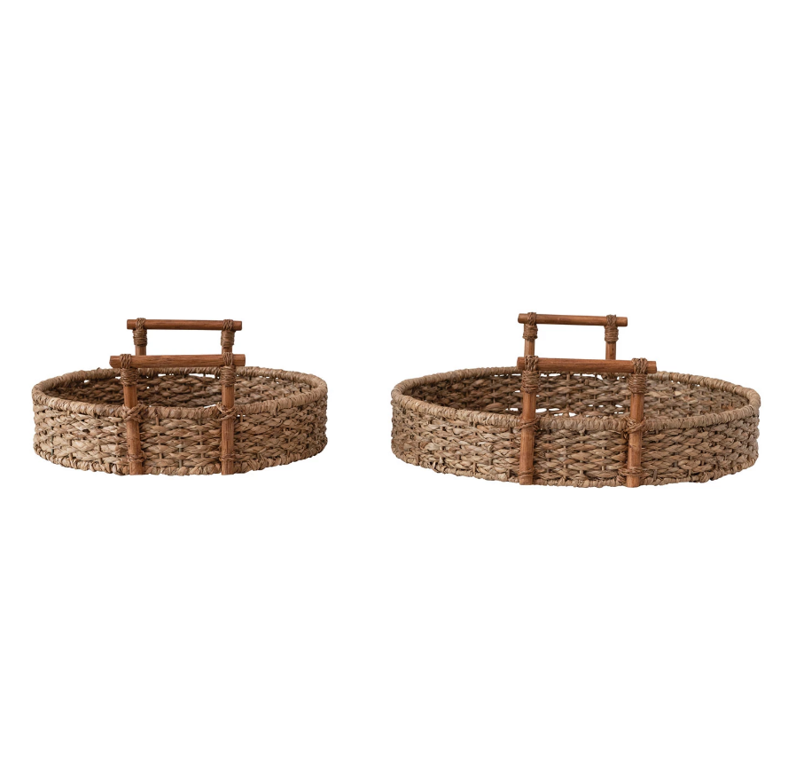 Hand-Woven Bankuan & Rattan Trays - 2 Sizes
