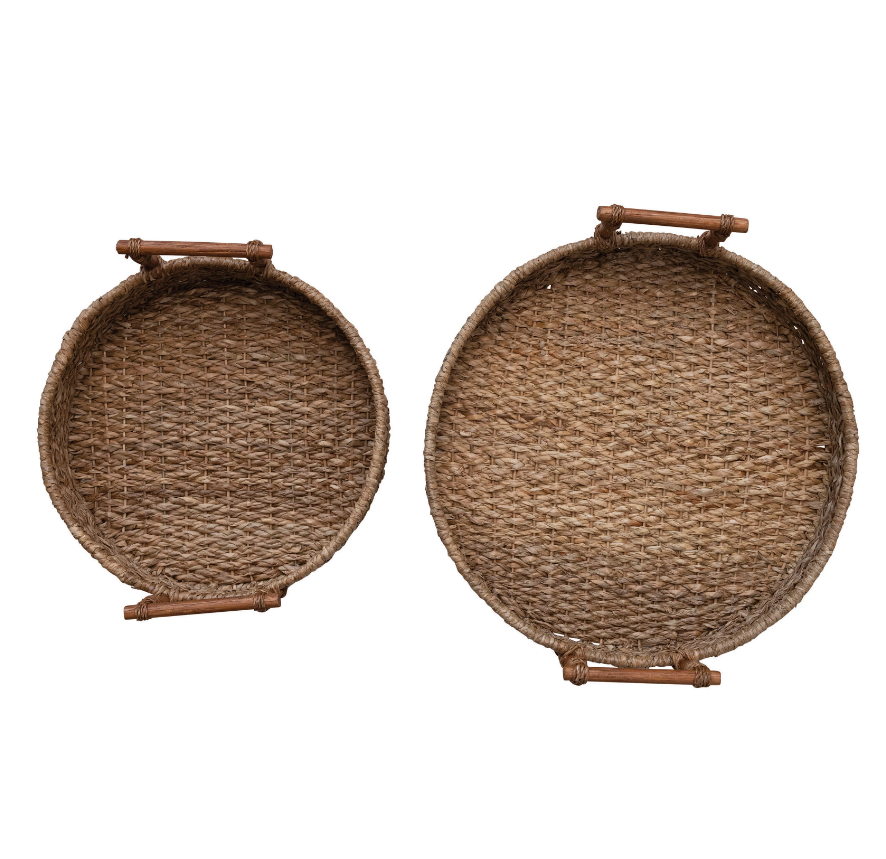 Hand-Woven Bankuan & Rattan Trays - 2 Sizes