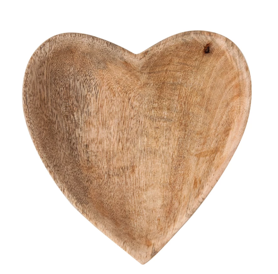 Wood Heart Shaped Dish