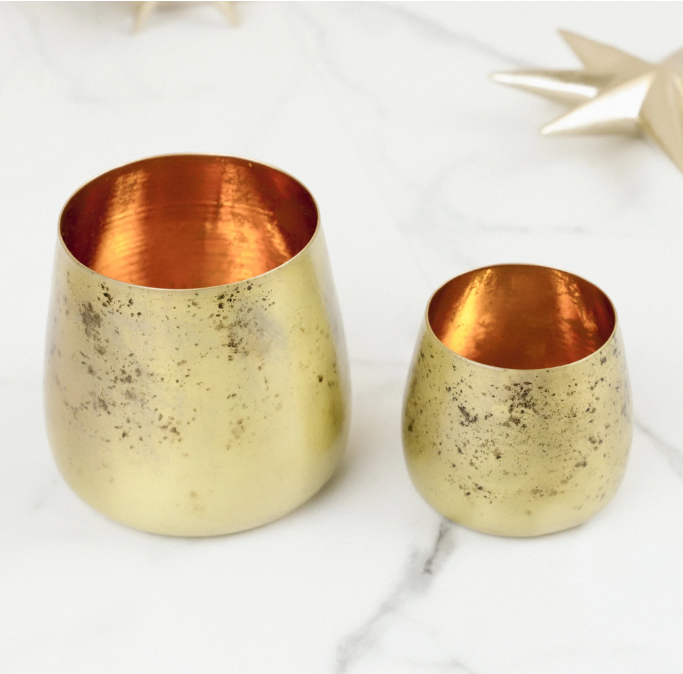 Brass Foil Candle Holders- Set of 2