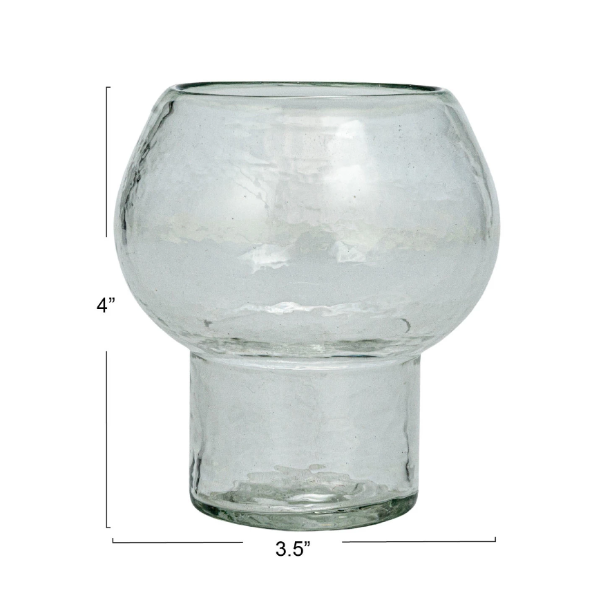 Recycled Glass Footed Votive Holder