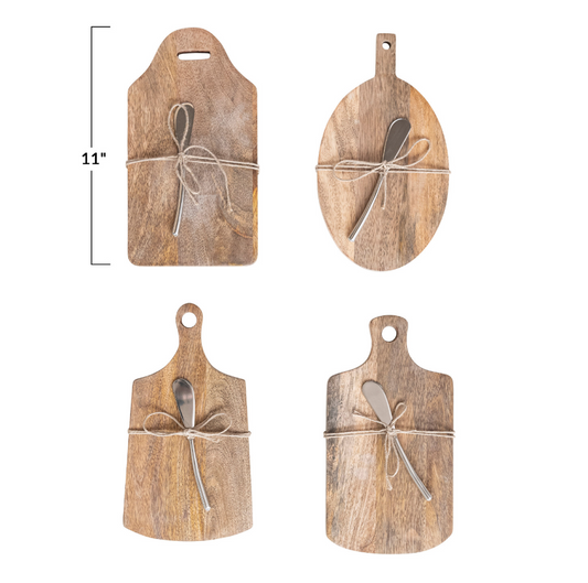Wood Cutting Board with Knife - 4 Styles