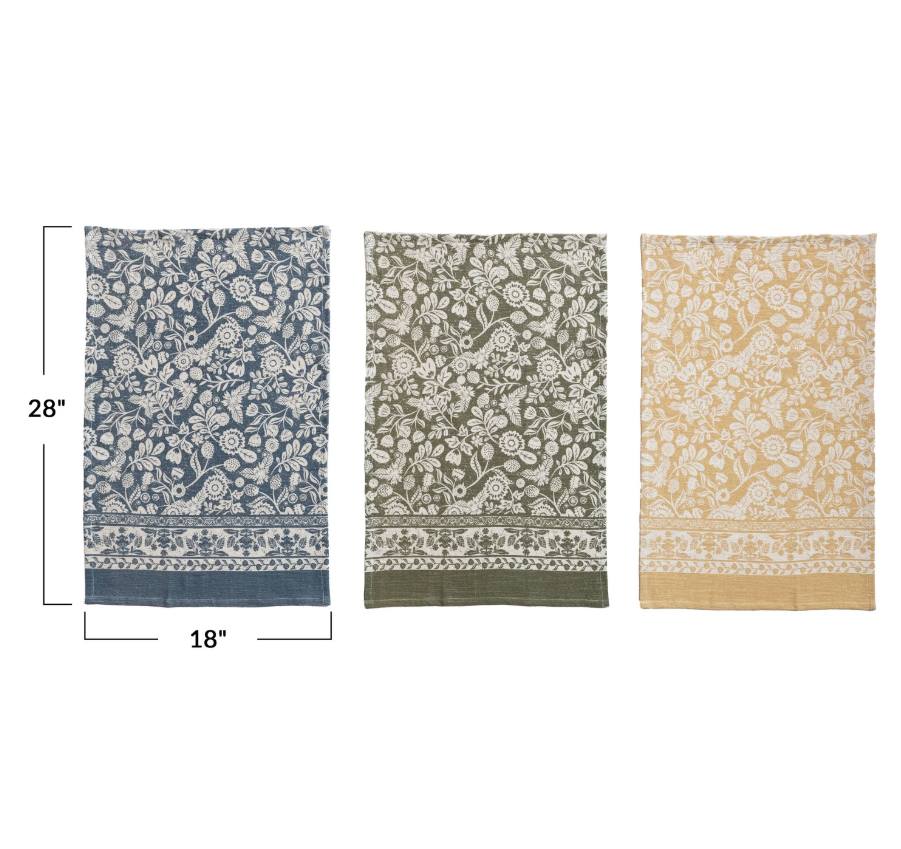 Floral Pattern Tea Towel- 3 Colors