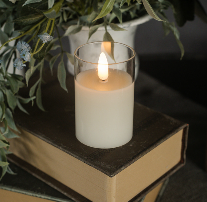 Glass Flameless Candle - 3" x 2"