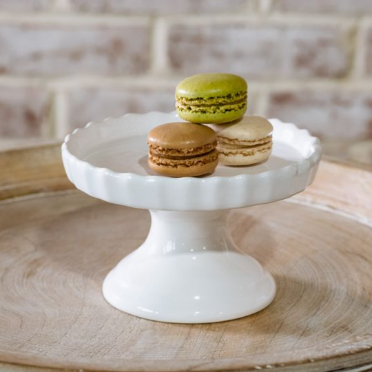 White Scalloped Pedestal - Small
