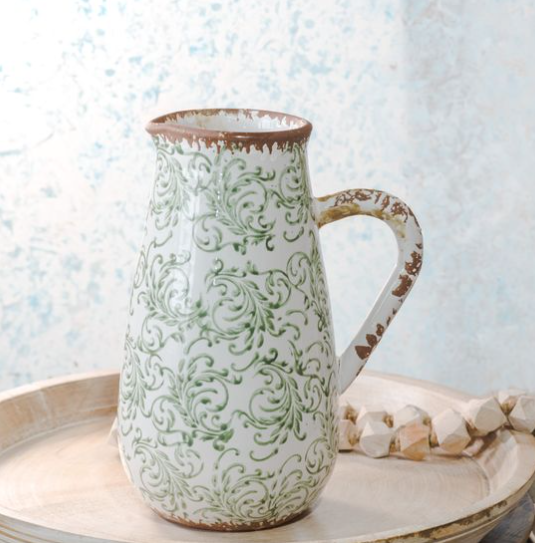 Green Heirloom Pitcher Vase