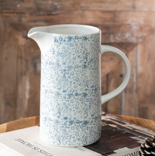 Light Blue Floral Pitcher