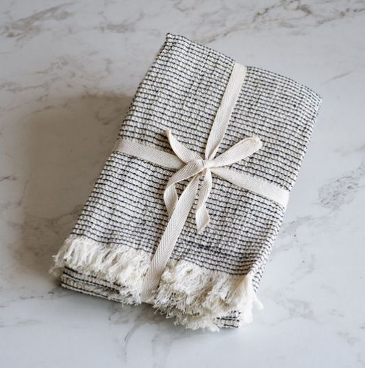 Blue Accent Waffle Weave Tea Towel Set