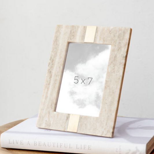 Beige Marble and Brass Photo Frame - 5" x 7"