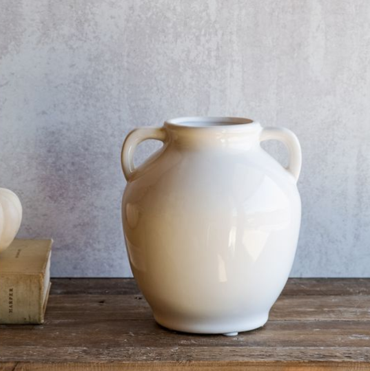 Lauren White Handled Vase