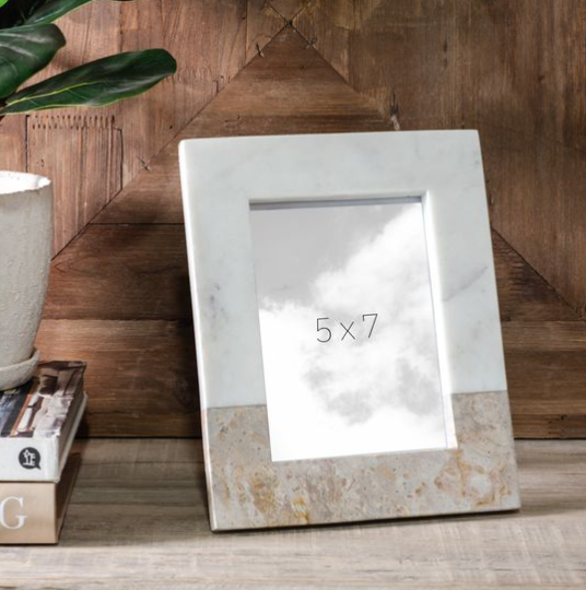Beige and White Marble Photo Frame - 5 x 7