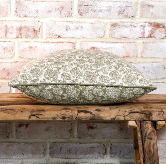 Reversible Green Floral Pillow