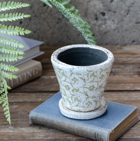 Green Antique Floral Pot