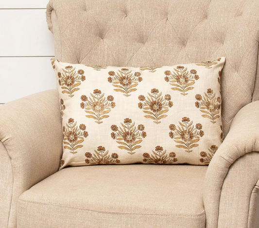 Terra Cotta Block Print Rectangle Pillow