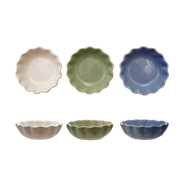 Scalloped Stoneware Bowl - 3 Colors