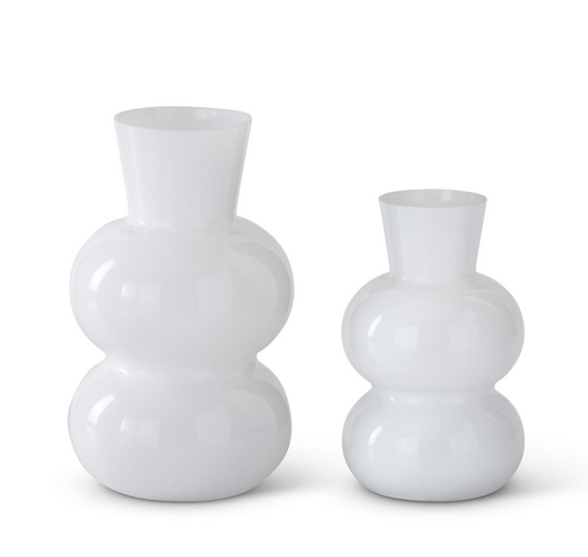 White Bubble Glass Vases - 2 Sizes
