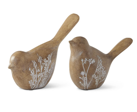 Brown Flower Embossed Resin Bird- 2 Styles