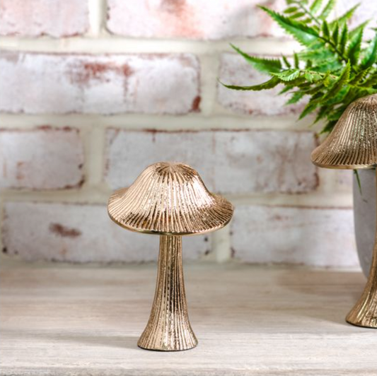 Champagne Gold Metal Mushroom Small
