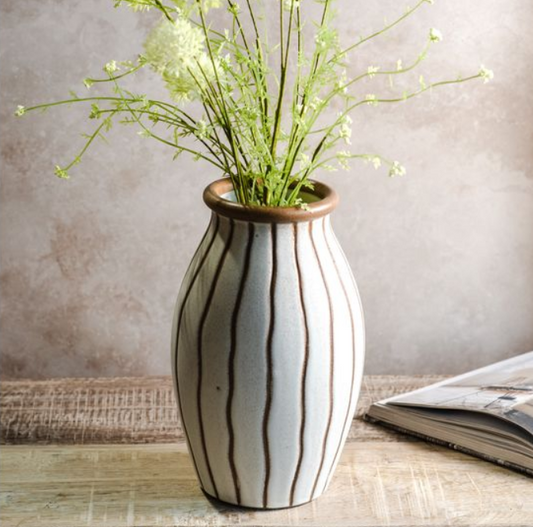 Beige Stripe Ceramic Vase