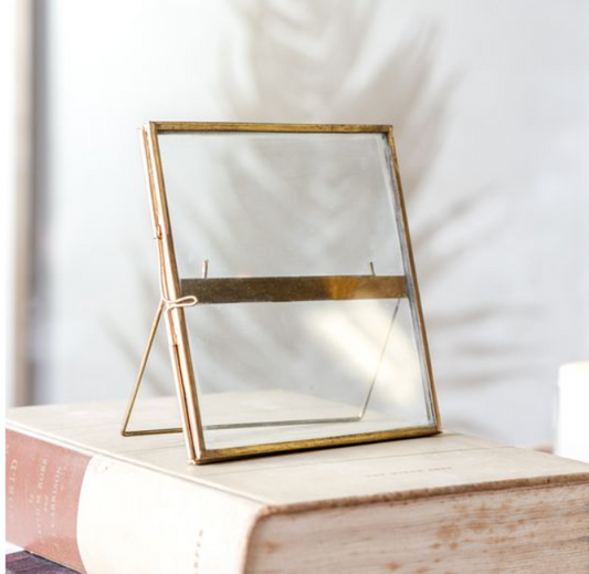Antique Brass Glass Photo Frame