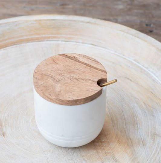 Gina Marble Pot with Lid and Spoon