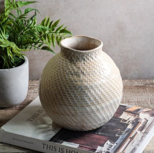 Velda Beige Textured Vase