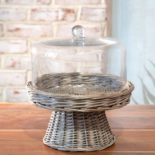 Glass Cake Stand with Willow Base
