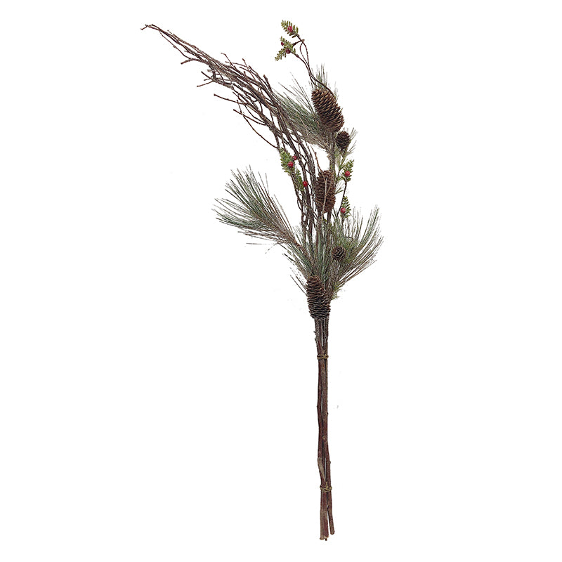 Tall Snowy Pine and Berry Twig Bundle